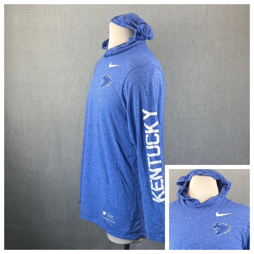 Nike Kentucky Wildcats Mens XL Blue Heather Long Sleeve Hooded T-Shirt Tee